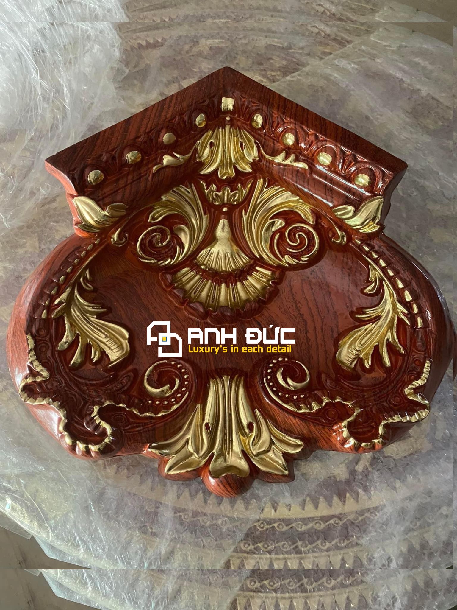 góc tim vân gỗ dát vàng, góc nhựa PU cho phào máng